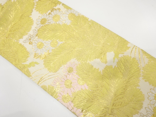 アンティーク　若松に菊模様織り出し丸帯（材料）